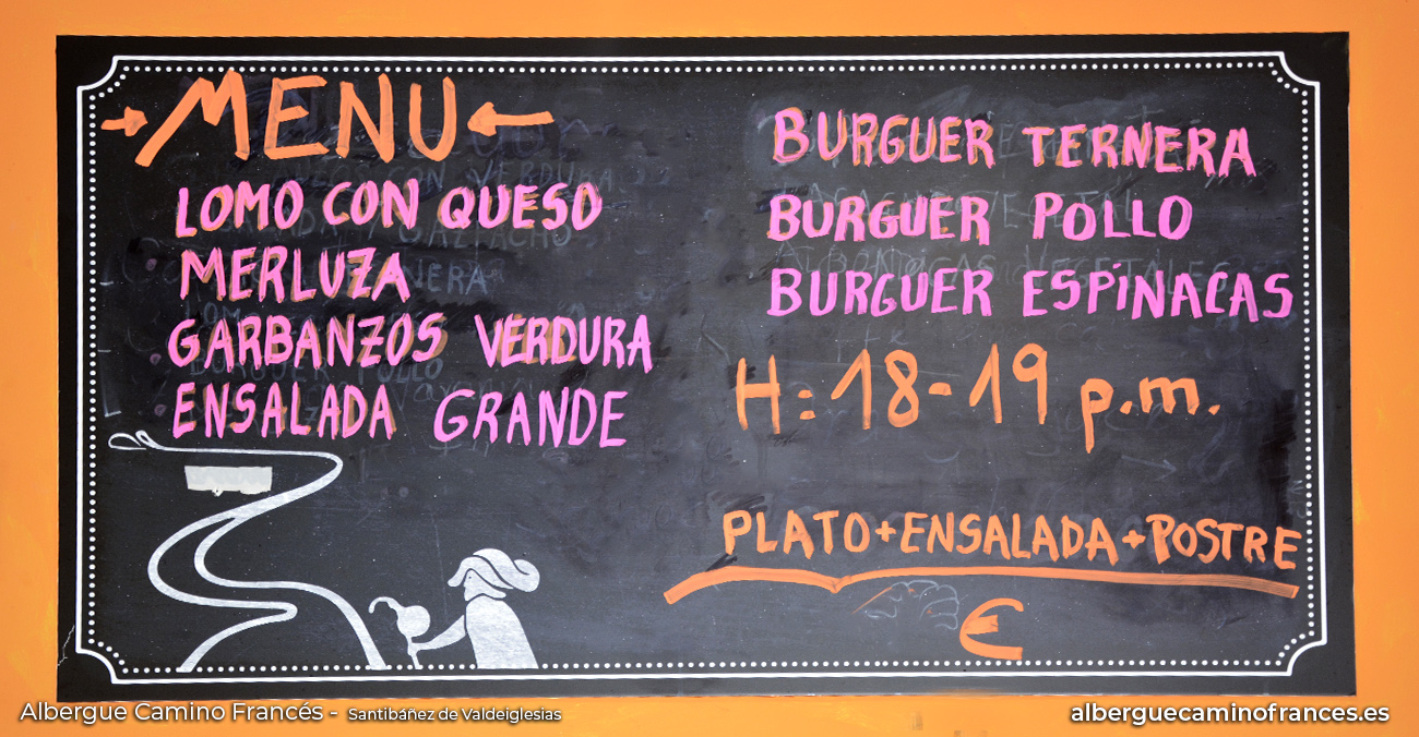 albergue-camino-frances-menu-peregrino-pizarra